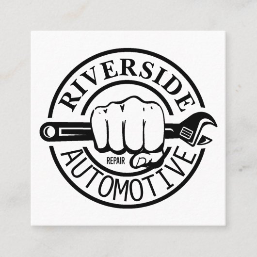 ブラックレンチの手の自動修理工場のロモダンゴ スクエア名刺 (正面)