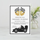 ブラックレーシングカー誕生日パーティー 招待状 (スタンド正面)