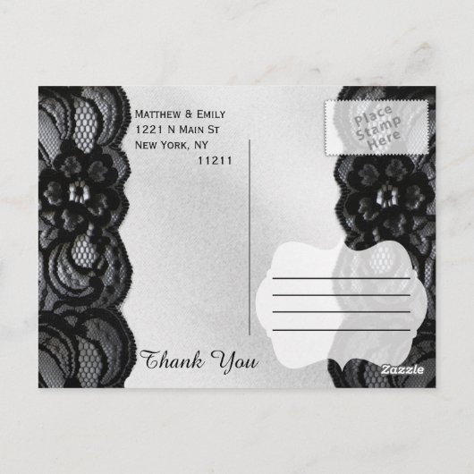 ブラックレースとサテンサンキューカード ポストカード (裏面)