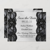 ブラックレースとサテン日付を保存 案内ポストカード (正面/裏面)