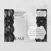 ブラックレースとサテンRSVP インビテーションポストカード (裏面)