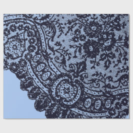 ブラックレースとトワイライトブルーギフトラッピング ラッピングペーパー