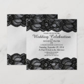 ブラックレースとホワイトサテンの結婚式招待状 招待状 (正面/裏面)