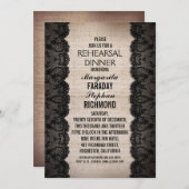 ブラックレースと素朴なバーラップリハーサル 招待状 (正面/裏面)