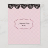 ブラックレースのソフトピンクのカスタムウェディングメニュー チラシ (裏面)