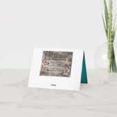 ブラックレースのターコイズ モダンゴシック お礼 サンキューカード (裏面)