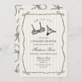 ブラックレースの下着 シャワーパーティー 招待状 (正面/裏面)