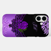 ブラックレースの紫のバラの花 Case-Mate iPhoneケース (裏面 (横))