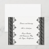 ブラックレースの結婚式受付カード 招待状 (正面/裏面)
