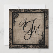 ブラックレースの麻布 モダンゴシックウェディング招待状 招待状 (裏面)