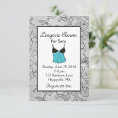 ブラックレースアクアリンジェリーブライダルシャワー招待状 招待状 (スタンド正面)