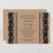 ブラックレースアンドバーラップ結婚式招待状 招待状 (正面/裏面)
