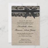 ブラックレースアンドバーラップ結婚式招待状 招待状 (正面)