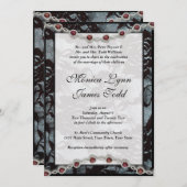 ブラックレースアンドルビー結婚式招待状 招待状 (正面/裏面)
