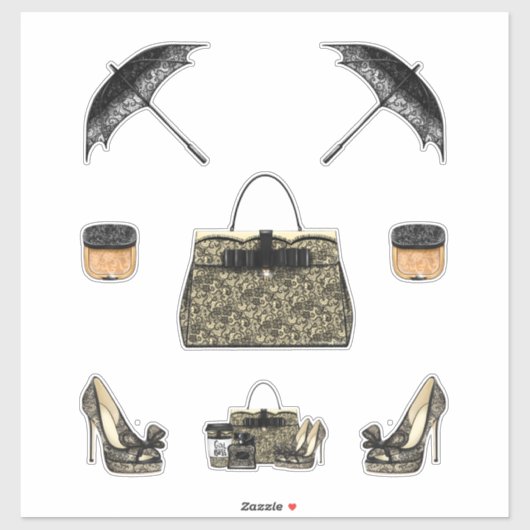 ブラックレースウィメンズデカールプランナーノートブックジャーナル シール (シート)