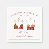 ブラックレースウォーターカラーランジェリーブライダルシャワー スタンダードカクテルナプキン (正面)