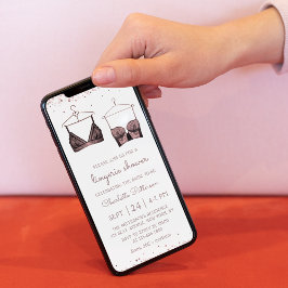 ブラックレースウォーターカラーランジェリーブライダルシャワー 招待状