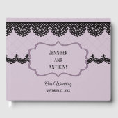 ブラックレースオンソフトラベンダーカスタムウェディング ゲストブック (正面)