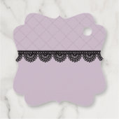 ブラックレースオンソフトラベンダーカスタムウェディング フェイバータグ (裏面)