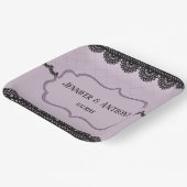 ブラックレースオンソフトラベンダーカスタムウェディング ペーパープレート (傾斜あり)