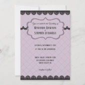 ブラックレースオンソフトラベンダーカスタムウェディング 招待状 (正面)