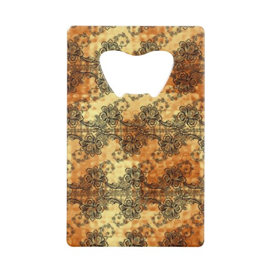 ブラックレースオーバーの輝く金ゴールド クレジットカード栓抜き (正面)