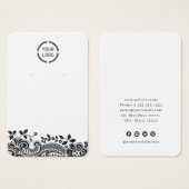 ブラックレースカスタムロゴのホワイトイヤリングディスプレイ (正面&裏面)