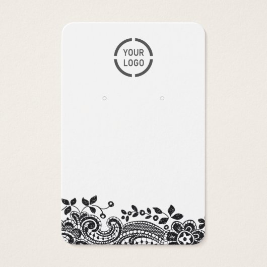 ブラックレースカスタムロゴのホワイトイヤリングディスプレイ (正面)