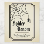 ブラックレーススパイダーウェブスパイダーベノムゴシックハロウィン ワインラベル (シングルラベル)