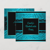 ブラックレースティール（緑がかった色）ゼブラバチェロレッテ 招待状 (正面/裏面)