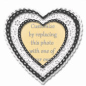 ブラックレースハートフレームバレンタインデー シール (正面)