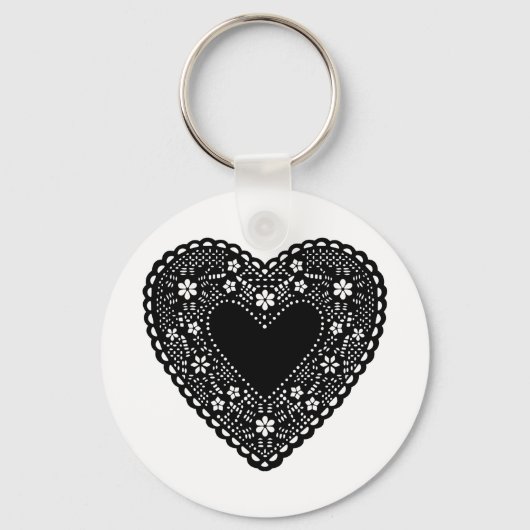 ブラックレースハート キーホルダー (正面)