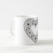 ブラックレースハート コーヒーマグカップ (正面左)