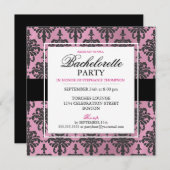 ブラックレースバチェロレッテ招待状ホットPInk 招待状 (正面/裏面)