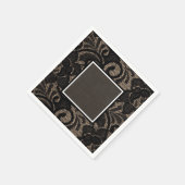 ブラックレースバーラップとリネンナプキン スタンダードカクテルナプキン (角)