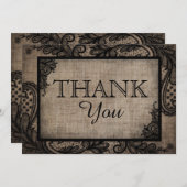 ブラックレースバーラップモダンゴシックありがとう サンキューカード (正面/裏面)