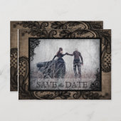 ブラックレースバーラップモダンゴシック写真の保存日付 案内ポストカード (正面/裏面)