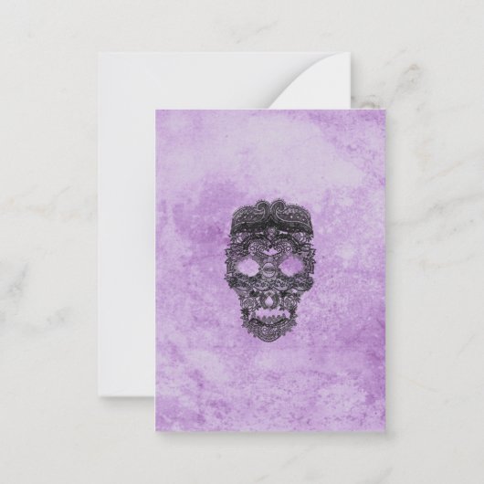 ブラックレースパープルゴシックの結婚式の日付を保存 ノートカード (裏面)