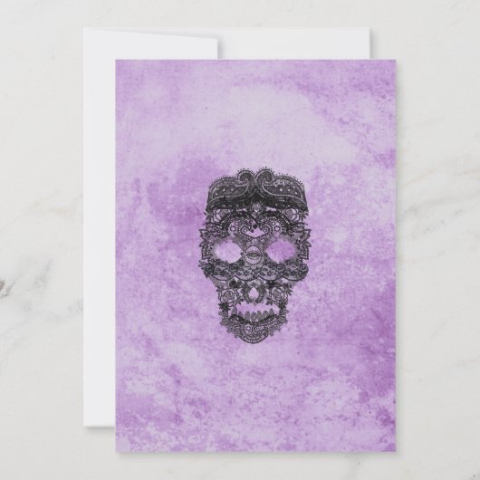 ブラックレースパープルゴシック結婚ズブライダルシャワー 招待状 (裏面)