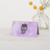 ブラックレースパープルゴシッ結婚クのテーブル座席表 プレイスカード (裏面)