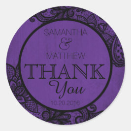 ブラックレースパープルモダンゴシックサンキューラベル ラウンドシール