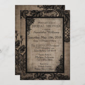 ブラックレースブラルプモダンゴシックブライダルシャワー 招待状 (正面/裏面)