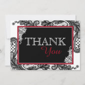 ブラックレースホワイトモダンゴシックありがとう サンキューカード (正面)