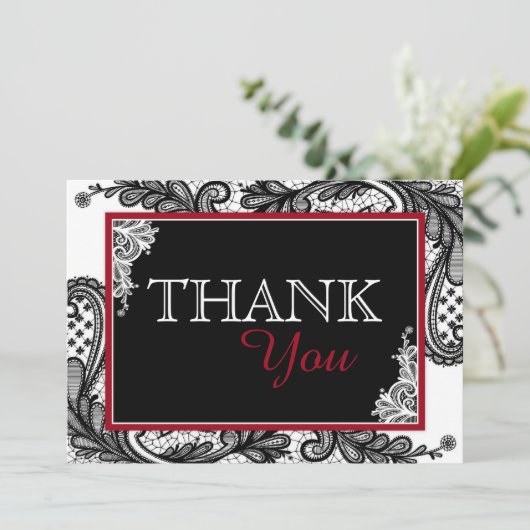 ブラックレースホワイトモダンゴシックありがとう サンキューカード (スタンド正面)