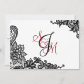 ブラックレースホワイトモダンゴシックありがとう サンキューカード (裏面)