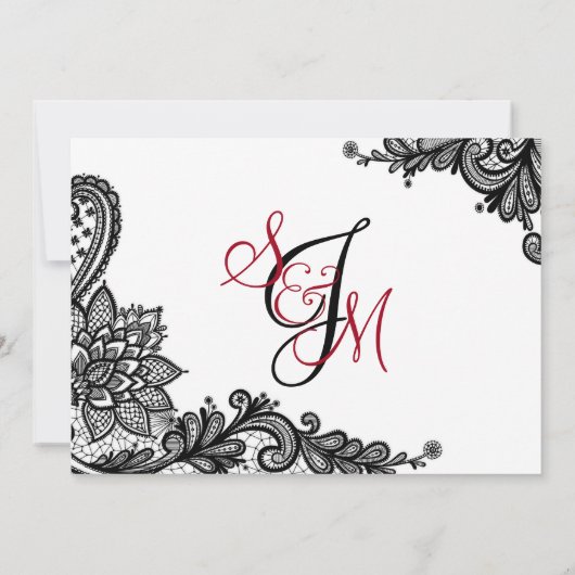 ブラックレースホワイトモダンゴシックありがとう サンキューカード (裏面)