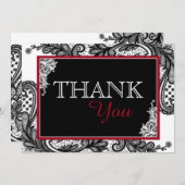 ブラックレースホワイトモダンゴシックありがとう サンキューカード (正面/裏面)