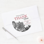 ブラックレースホワイトモダンゴシックサンキューラベル ラウンドシール (封筒)