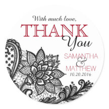 ブラックレースホワイトモダンゴシックサンキューラベル