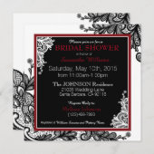 ブラックレースホワイトモダンゴシックブライダルシャワー 招待状 (正面/裏面)